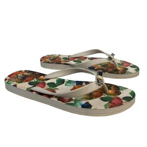 Coach Floral Flip Flops Women's Size Small Beige Multicolor‎ Botanical Slides